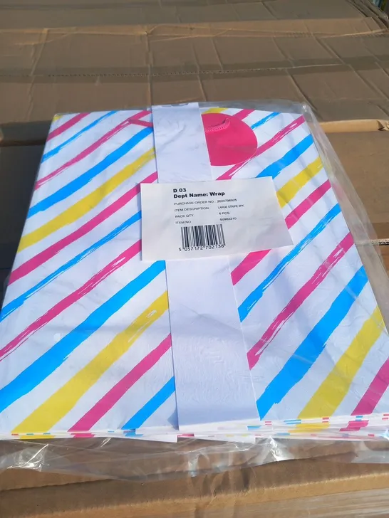 PALLET OF APPROXIMATELY 12 BOXES OF 120 PACKS OF LARGE STRIPE GIFT BAGS