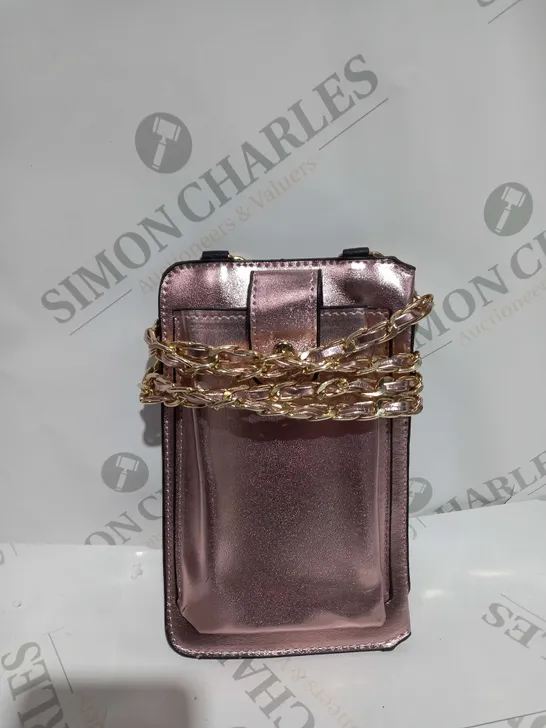 FRANK USHER CROSS BODY PHONE POUCH - METALLIC PINK