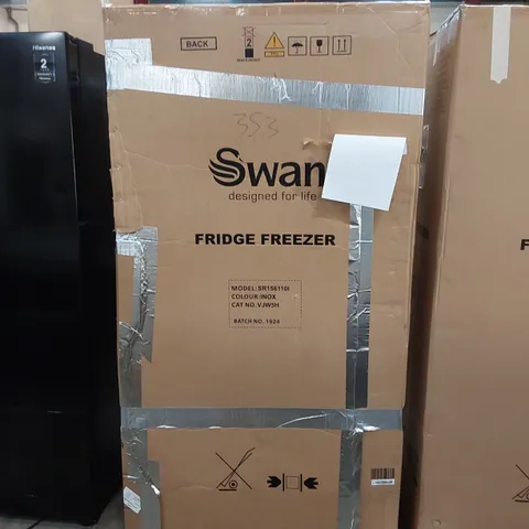 BOXED SWAN SR156110I 91CM WIDE, TOTAL NO FROST, AMERICAN STYLE FRIDGE FREEZER WITH WATER DISPENSER - INOX