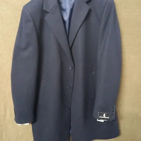 BRAND NEW MOSES KUSHNER 100% WOOL BUTTON FRONT COAT  IN DARK BLUE - XL