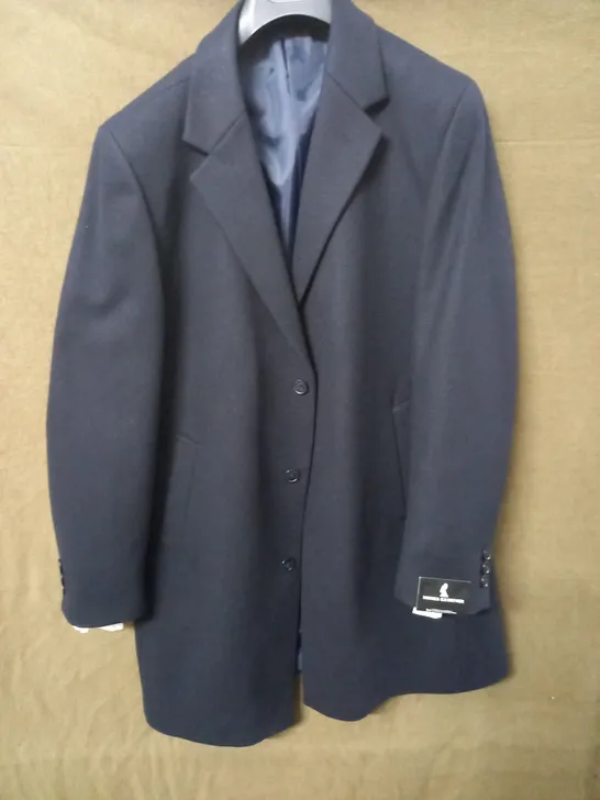 BRAND NEW MOSES KUSHNER 100% WOOL BUTTON FRONT COAT  IN DARK BLUE - XL