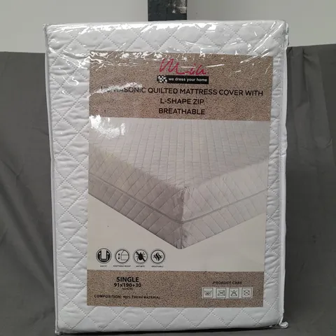 ULTRASONIC QUILTED MATTRESS COVER W. L-SHAPE ZIP - SINGLE SIZE