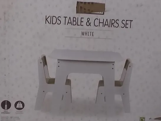 BOXED KIDS TABLE AND CHAIR SET IN WHITE 