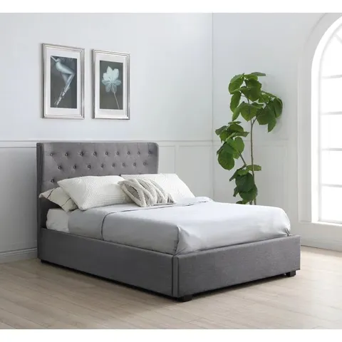 BOXED HOPSACK GREY 4FT6 CHANEL OTTOMAN BED (3 BOXES)