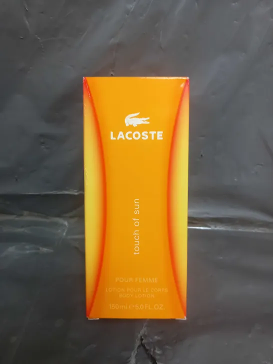 BOX OF APPROX 20 LACOSTE TOUCH OF SUN POUR FEMME BODY LOTION 