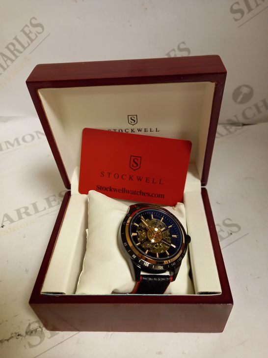 DESIGNER STOCKWELL BLACK AND RED WRISTWATCH
