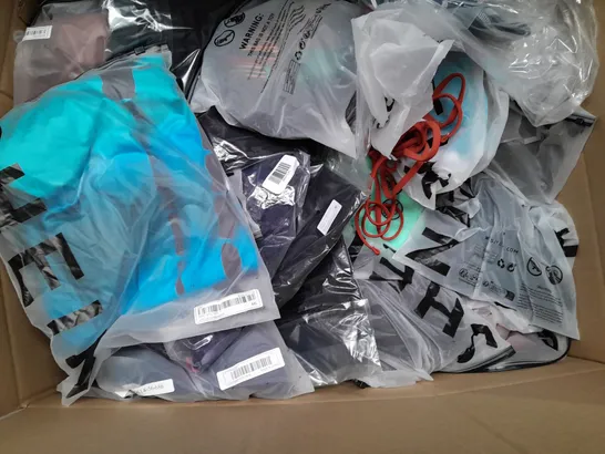 BOX OF APPROXIMATELY 25 ASSORTED CLOTHING ITEMS TO INCLUDE - CARDIGAN , T-SHIRT , BIKINI TOP ETC