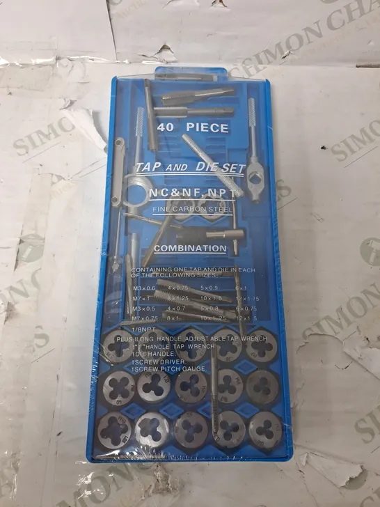 40 PC TAP AND DIE SET NC AND NF , NPT 