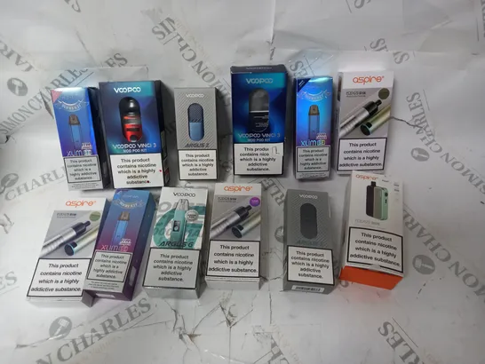 APPROXIMATELY 12 ASSORTED VAPES INCLUDING VOOPOO, ASPIRE