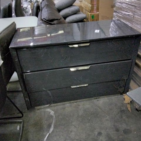 BLACK GLOSSED WOOD 115CM WIDE CHEST
