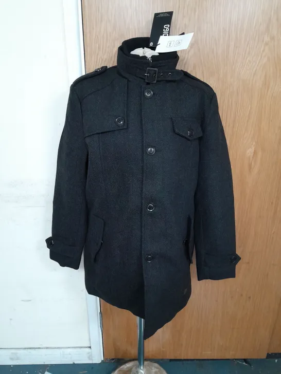 INDICODE BUTTON UP COAT IN BLACK SIZE L