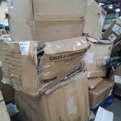 PALLET CONTAINING VARIOUS BOXED FURNITURE PARTS AND OTHER HOUSEHOLD ITEMS ETC.