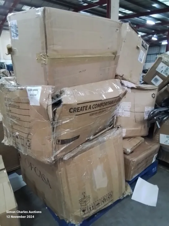 PALLET CONTAINING VARIOUS BOXED FURNITURE PARTS AND OTHER HOUSEHOLD ITEMS ETC.