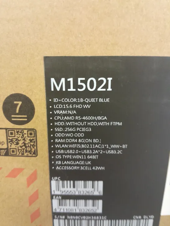 BOXED ASUS VIVOBOOK AMD RYZEN 5 4000 SERIES LAPTOP - M15021