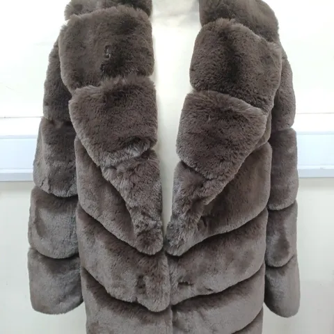 RIVER ISLAND FAUX FUR PADDED COAT IN BROWN SIZE UNSPECIFIED 