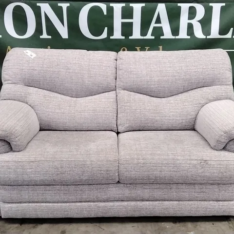 QUALITY BRITISH DESIGNER G PLAN MANUFACTURED STRATFORD 2 SEATER - LOOM SHALE FABRIC 