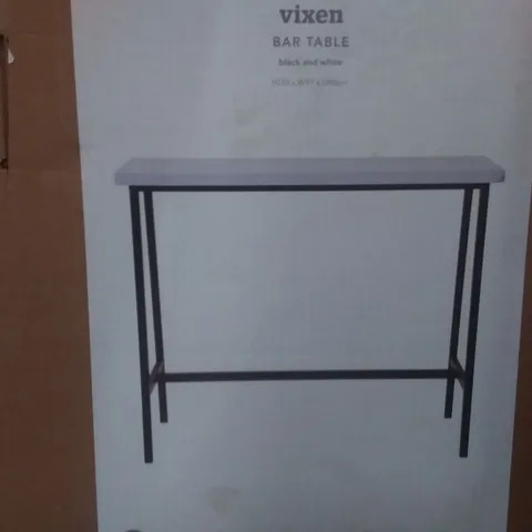 BOXED VIXEN BAR TABLE IN BLACK AND WHITE - H110 X W91 XD40 CM 