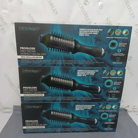 LOT OF 3 REVAMP PROGLOSS PRO DEFINE PERFECT BLOW DRY BRUSH