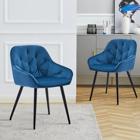 BOXED GARVIES SET OF TWO BLUE DINING CHAIRS (1 BOX)
