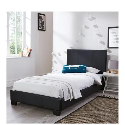 BOXED ELLIS FAUX LEATHER SINGLE BEDFRAME - BLACK (COLLECTION ONLY)