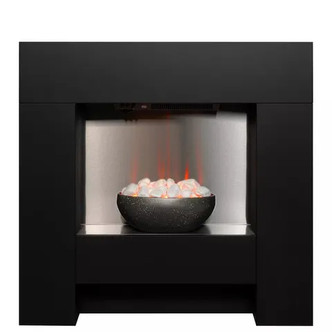 ADAM CUBIST FIREPLACE SUITE (SUITE ONLY) BLACK - COLLECTION ONLY 