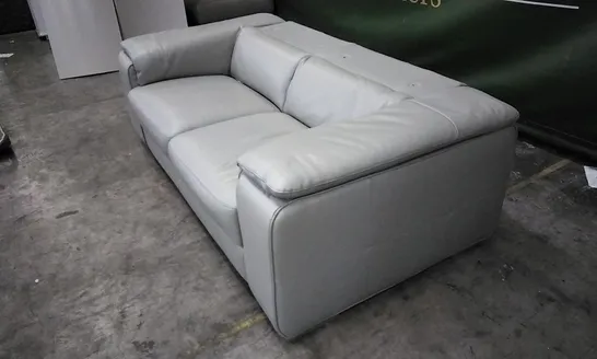 QUALITY ITALIAN DESIGNER MELO LOVESEAT STATIC LIGHT GREY LEATHER