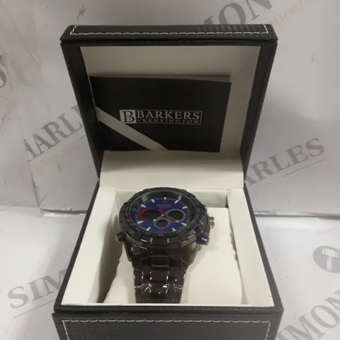 BOXED BARKERS OF KENSINGTON MEGA SPORT BLUE DIAL WATCH 