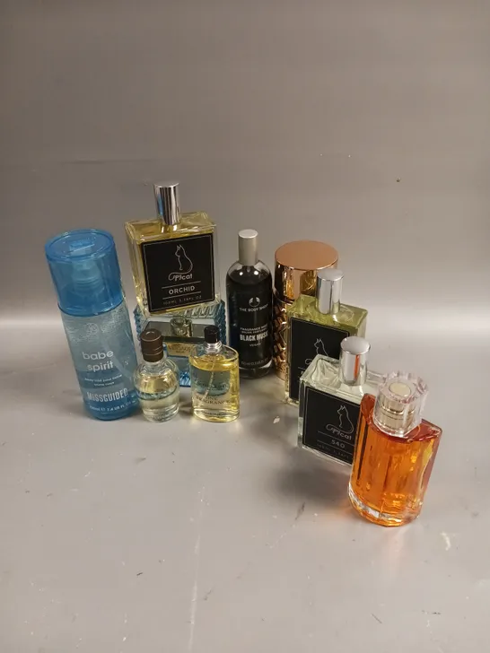 BOX OF 10 UNBOXED ASSORTED FRAGRANCES TO INCLUDE VERSACE FOR MEN, G.BELLINI ONE FRAGRANCE AND MISSGUIDED BODY MIST ETC