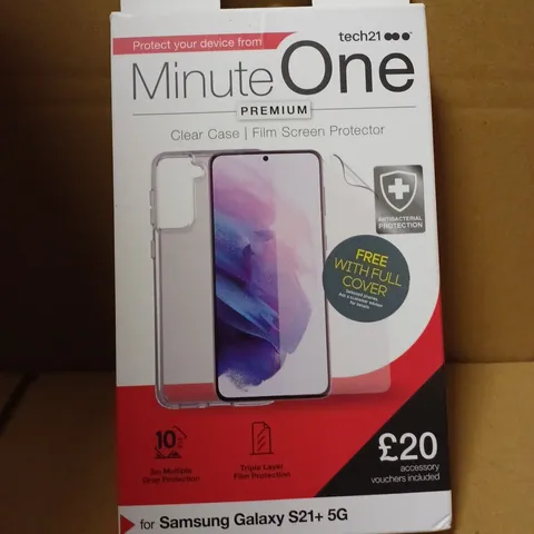 LOT OF APPROX. 96 BRAND NEW TECH21 MINUTE ONE PREMIUM CLEAR CASE FILM SCREEN PROTECTOR WITH 3M MULTIPLE DROP PROTECTION AND TRIPLE LAYER FILM PROTECTION FOR SAMSUNG GALAXY S21+ 5G