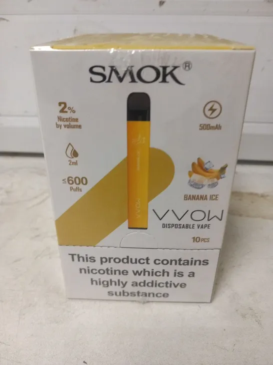 BOXED AND SEALED SMOK VVOW DISPOSABLE VAPE 10 PACK BANANA ICE