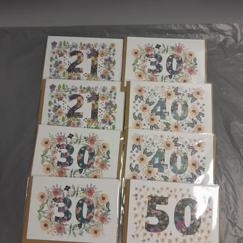 MARY'S HOUSE DESIGNS X8 FLORAL PRINT BIRTHDAY CARDS IN ASSORTED NUMBERS AND PATTERNS 