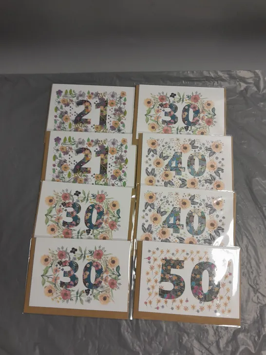 MARY'S HOUSE DESIGNS X8 FLORAL PRINT BIRTHDAY CARDS IN ASSORTED NUMBERS AND PATTERNS 