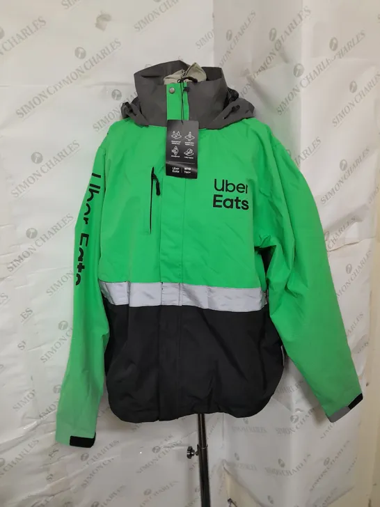 UBER EATS PADDED WATERPROOF COAT IN GREEN SIZE L