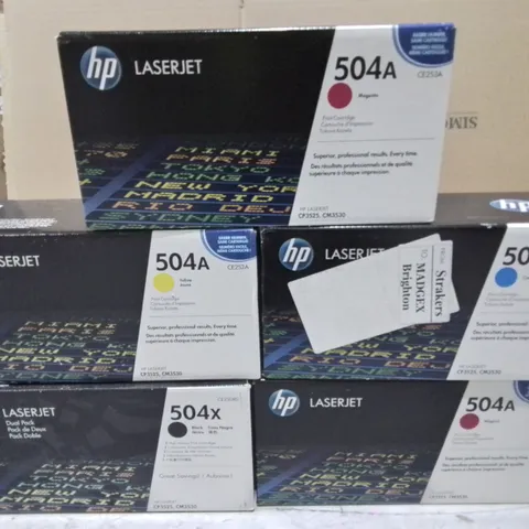 LOT OF 5 ASSORTED HP LASERJET 504A PRINT CARTRIDGES