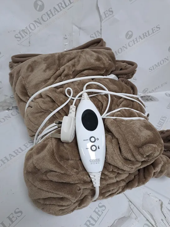 COZEE HOME HEATED BLANKET IN DARK TAUPE