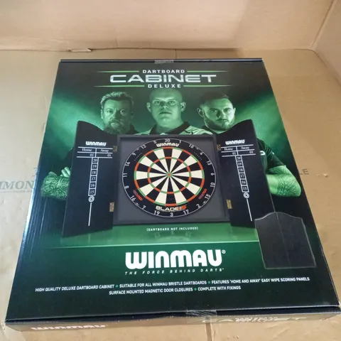 BOXED WINMAU DELUXE DARTBOARD CABINET