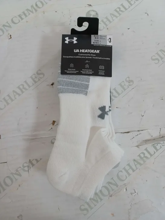 UNDER ARMOUR UA HEATGEAR WHITE SOCKS SET OF 3 - UK 7.5-12