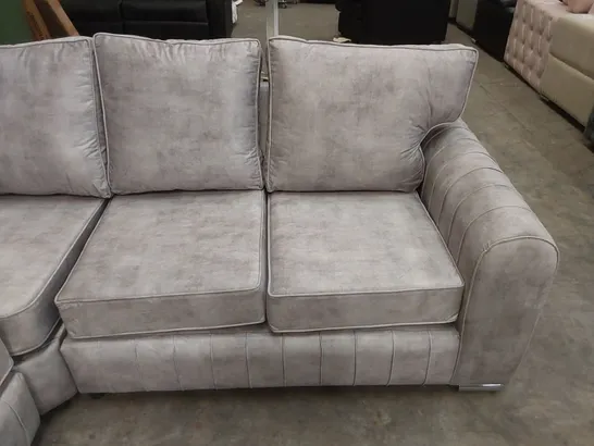 QUALITY DESIGNER LILLY SOFT FABRIC UPHOLSTERED CORNER SOFA - SILVER