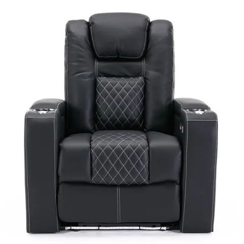 BOXED BROADWAY BLACK AIR LEATHER ELECTRIC RECLINING ARM CHAIR