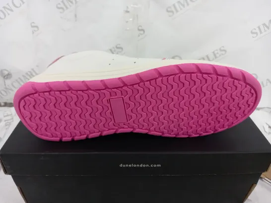 BOXED PAIR OF DUNE TRAINERS IN PINK/WHITE UK SIZE 6