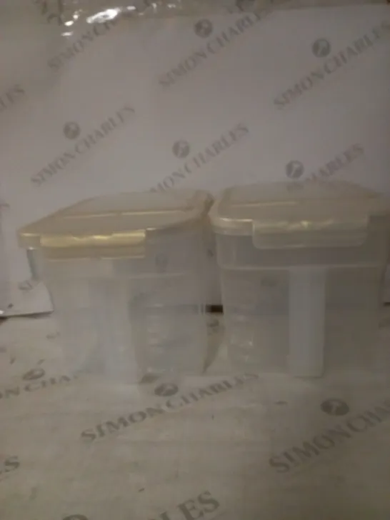 TWO TUPPERWARE BOXES WITH HANDLES