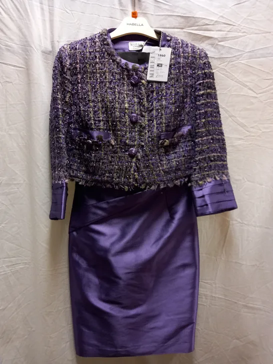 MIREIA VESTIDO MORADO MARTY PURPLE SILK DRESS/BLAZER SET - SIZE UK 10 