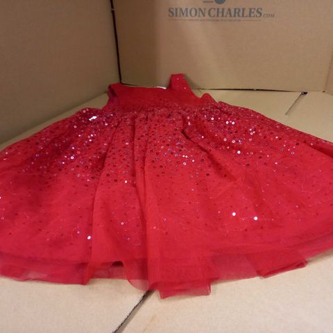 H&M SCARLET RED/SEQUIN DETAILED PARTY/OCCASION DRESS - AGE 4/5YR