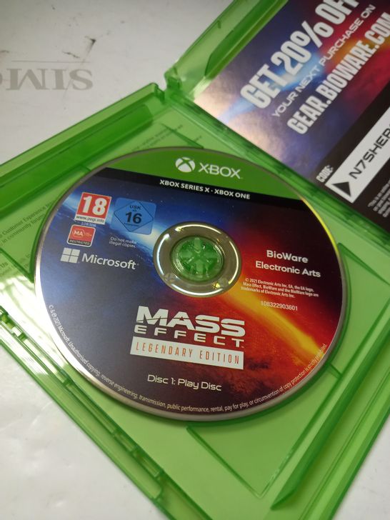 XBOX ONE MASS EFFECT LEGENDARY EDITION VIDEO GAME 