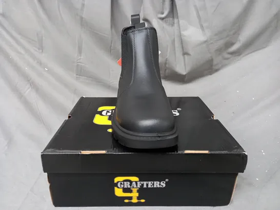 BOXED PAIR OF GRAFTERS GRINDER SAFETY TWIN GUSSET DEALER BOOTS IN BLACK UK SIZE 9