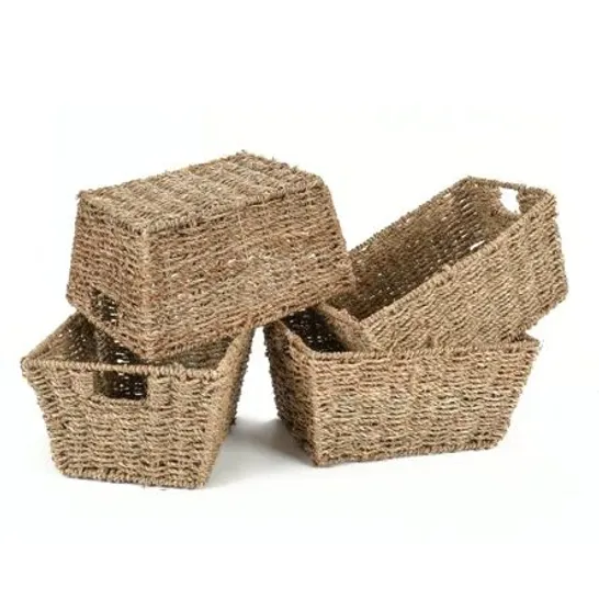 BOXED SEAGRASS WICKER BASKET SET OF 4 (1 BOX)