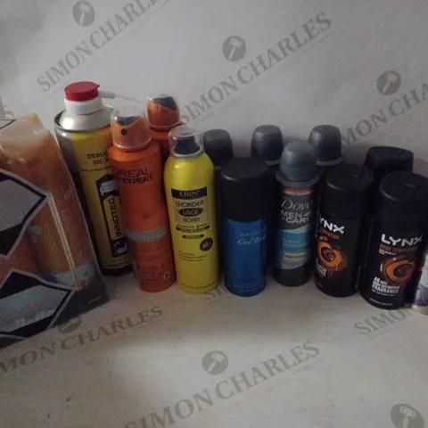 BOX OF HOUSEHOLD ITEMS TO INCLUDE IMPULSE SPRAYS , LYNX DEODORANT BODY SPRAY , ETC