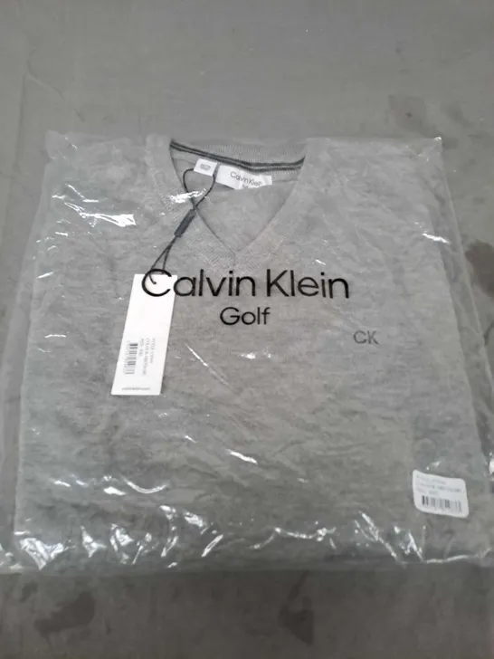 BAGGED CALVIN KLEIN GOLF KNITTED JUMPER IN GREY SIZE XXL