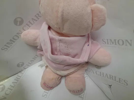 TWO ASSORTED BRAND NEW SOFT TOYS TO INCLUDE; GREEN ELEPHANT TEDDY AND INTIME PINK BEAR