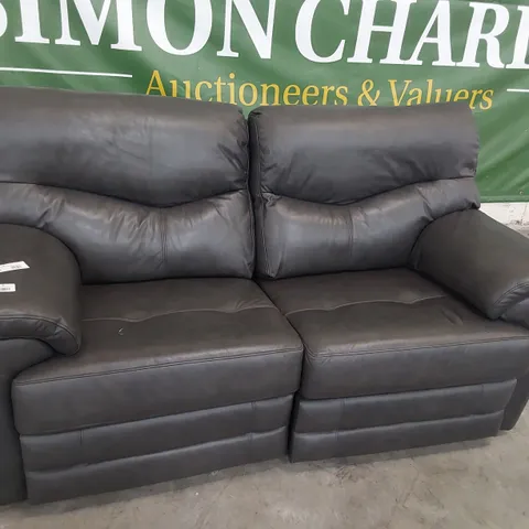 QUALITY BRITISH DESIGNER G PLAN STRATFORD POWER RECLINING TWO SEATER SOFA REGENT CHARCOAL LEATHER 